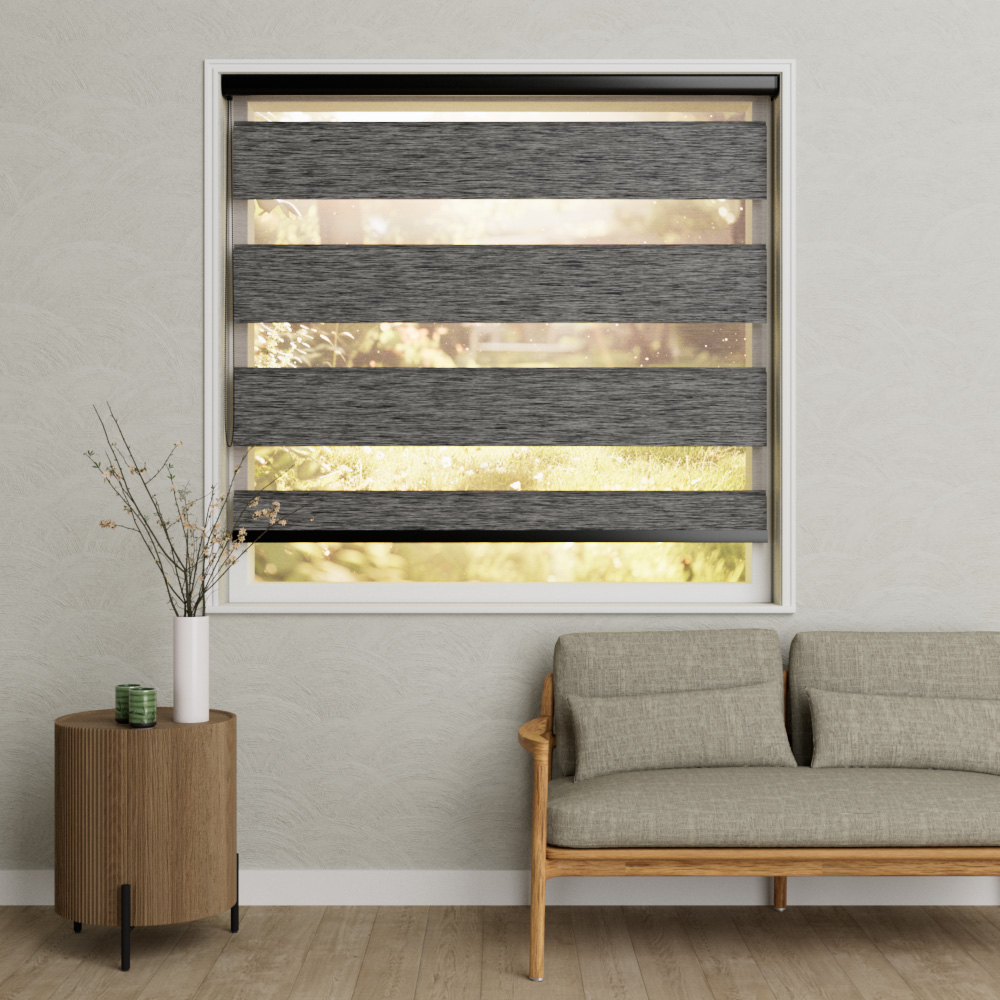 Duo rolgordijn Darkness 12 Linnen-grey