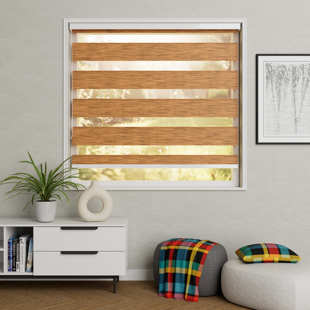 Duo rolgordijn XL Teak